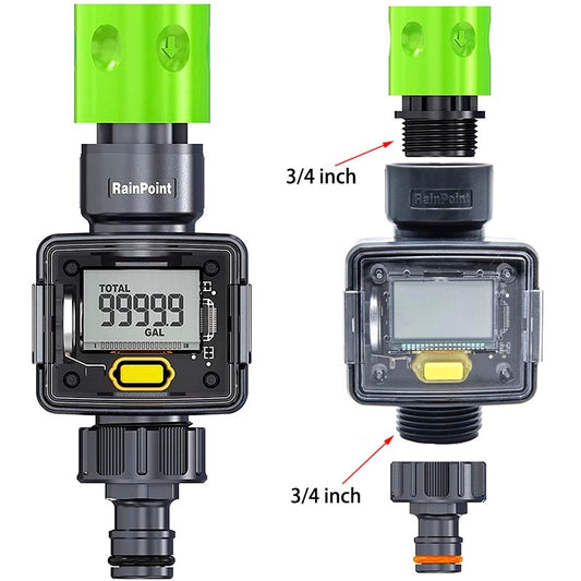 Smart Garden Hose Flow Meter with Quick Connect