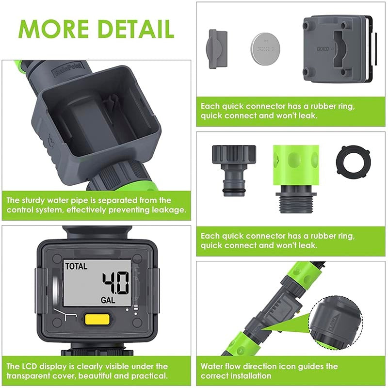 Smart Garden Hose Flow Meter with Quick Connect